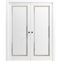 Sartodoors Sliding Closet Bypass Doors 72 x 80in, Sete 6933 Nebraska Grey W/ Frosted Glass, Sturdy Rails SETE6933DBD-NEB-72